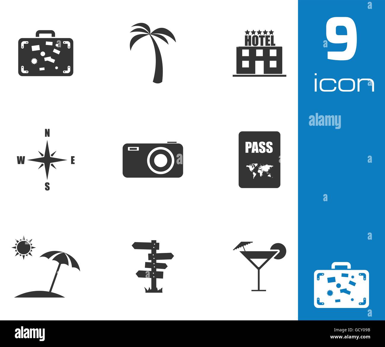 Vector black travel icons set Stock Vector Image & Art - Alamy