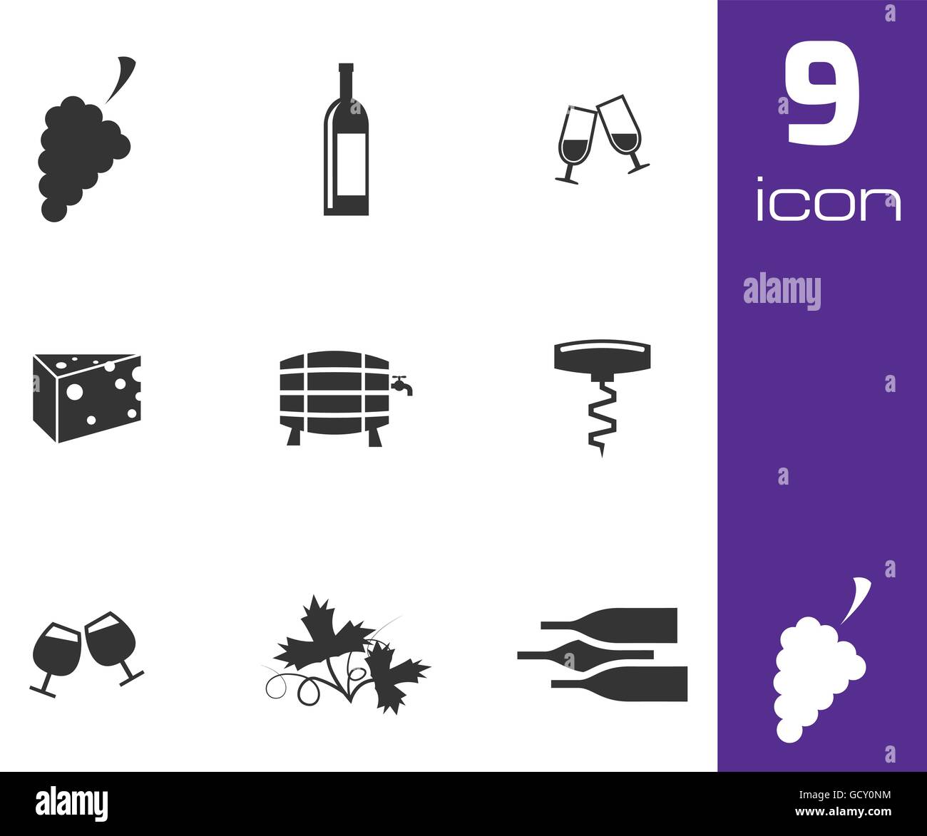 Vector black wine icons set Stock Vector Image & Art - Alamy