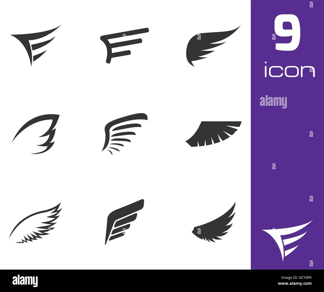 Vector black wing icons set Stock Vector Image & Art - Alamy