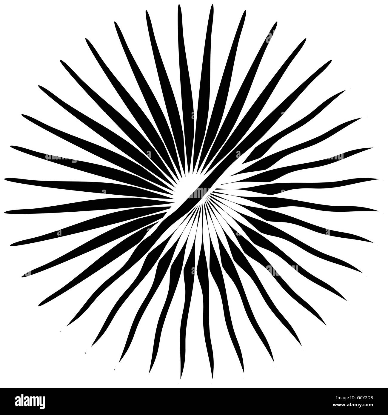 Radial, radiating lines. Asymmetrical geometric element. Circular ...
