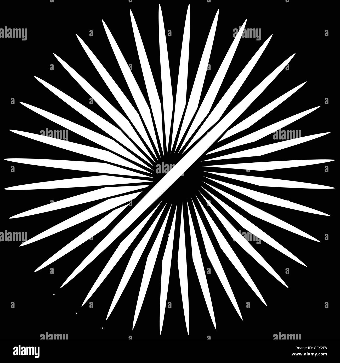 Radial, radiating lines. Asymmetrical geometric element. Circular ...