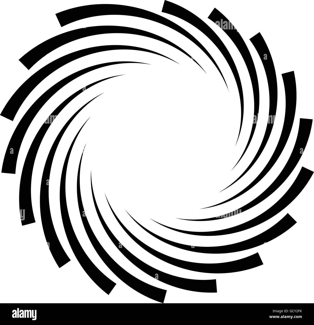 Spiral element. Concentric swirling shape with lines rotating inwards ...