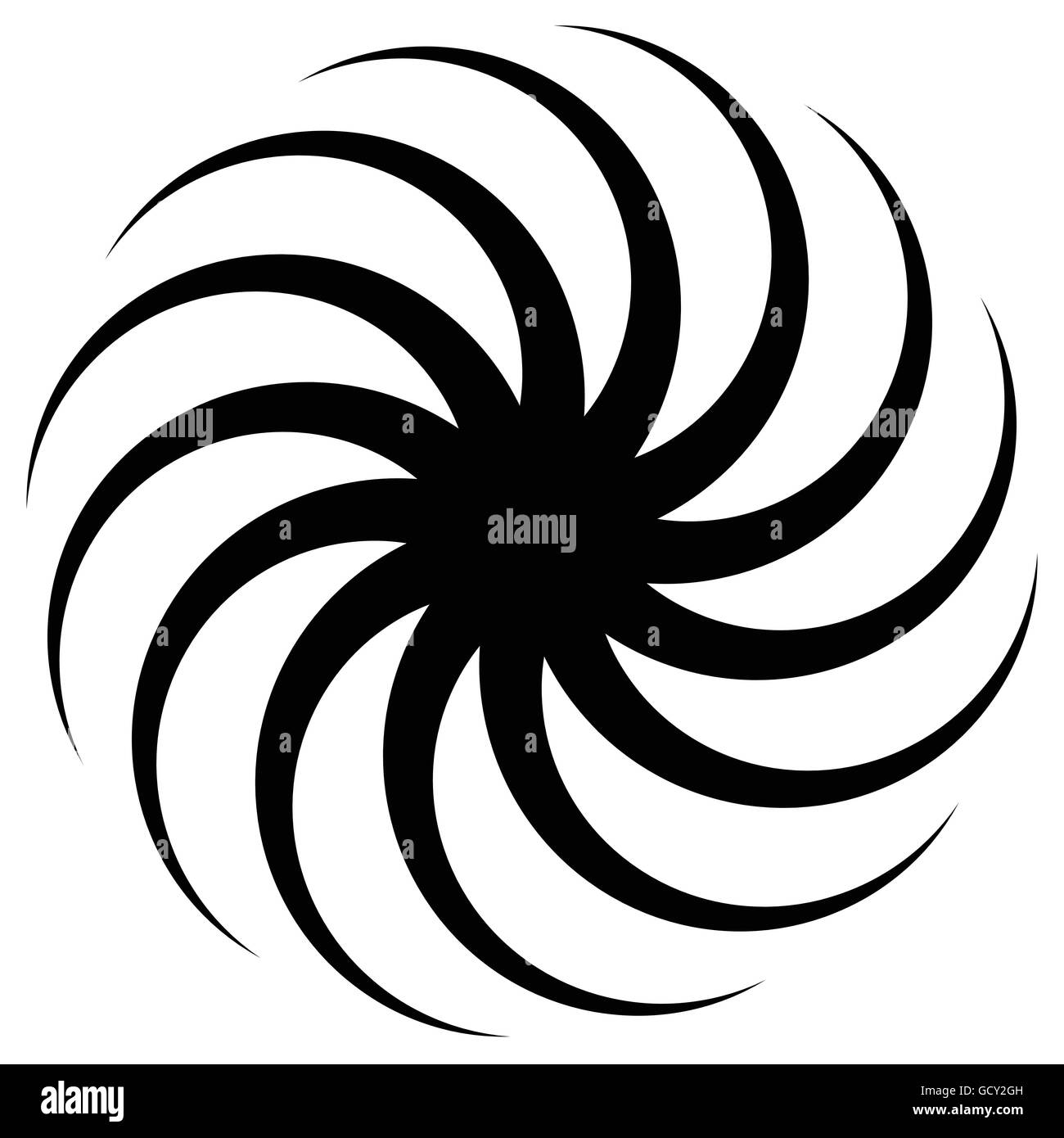 Spiral shape on white. Curved lines rotating from a centric point