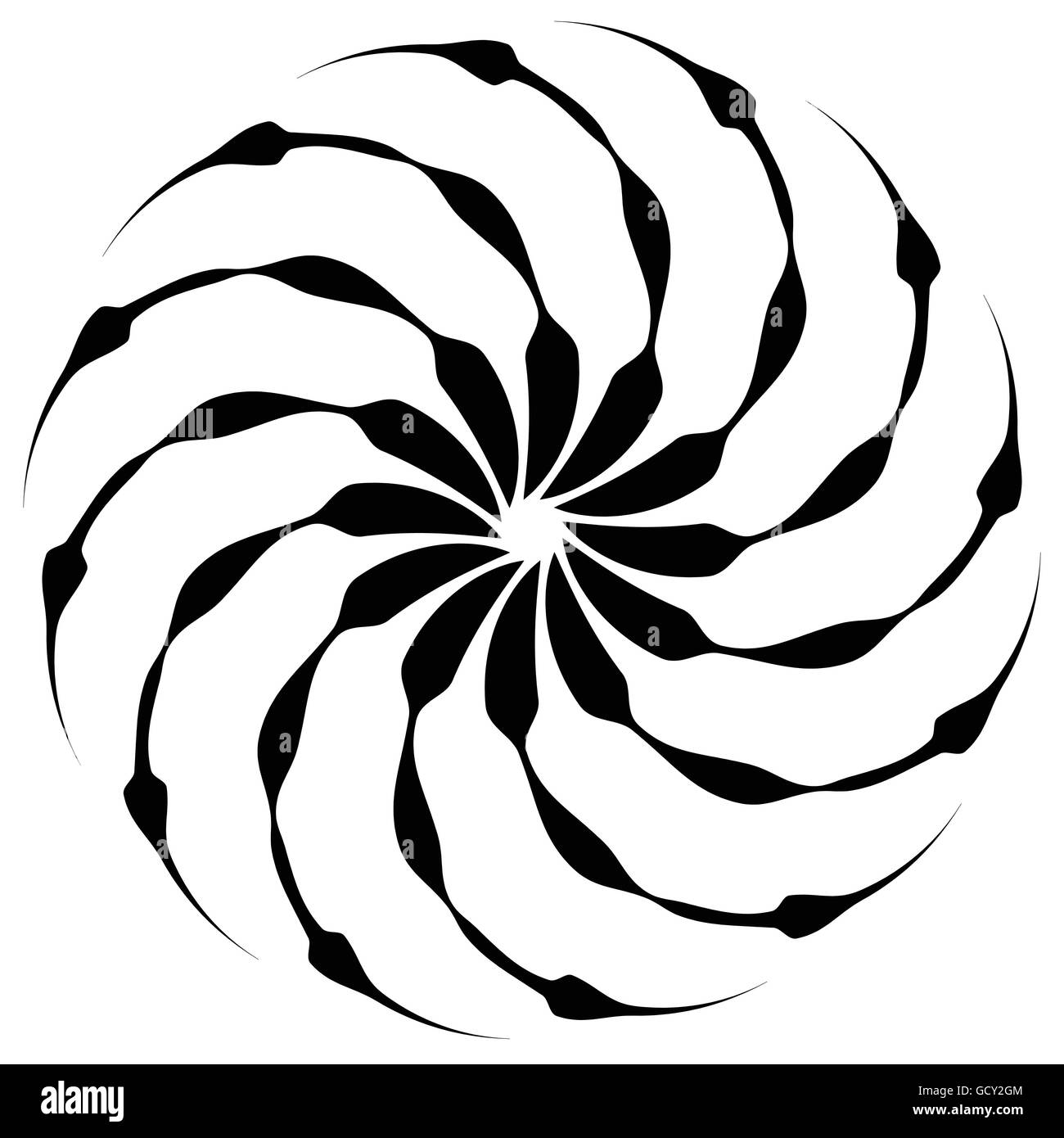 Spiral shape on white. Curved lines rotating from a centric point