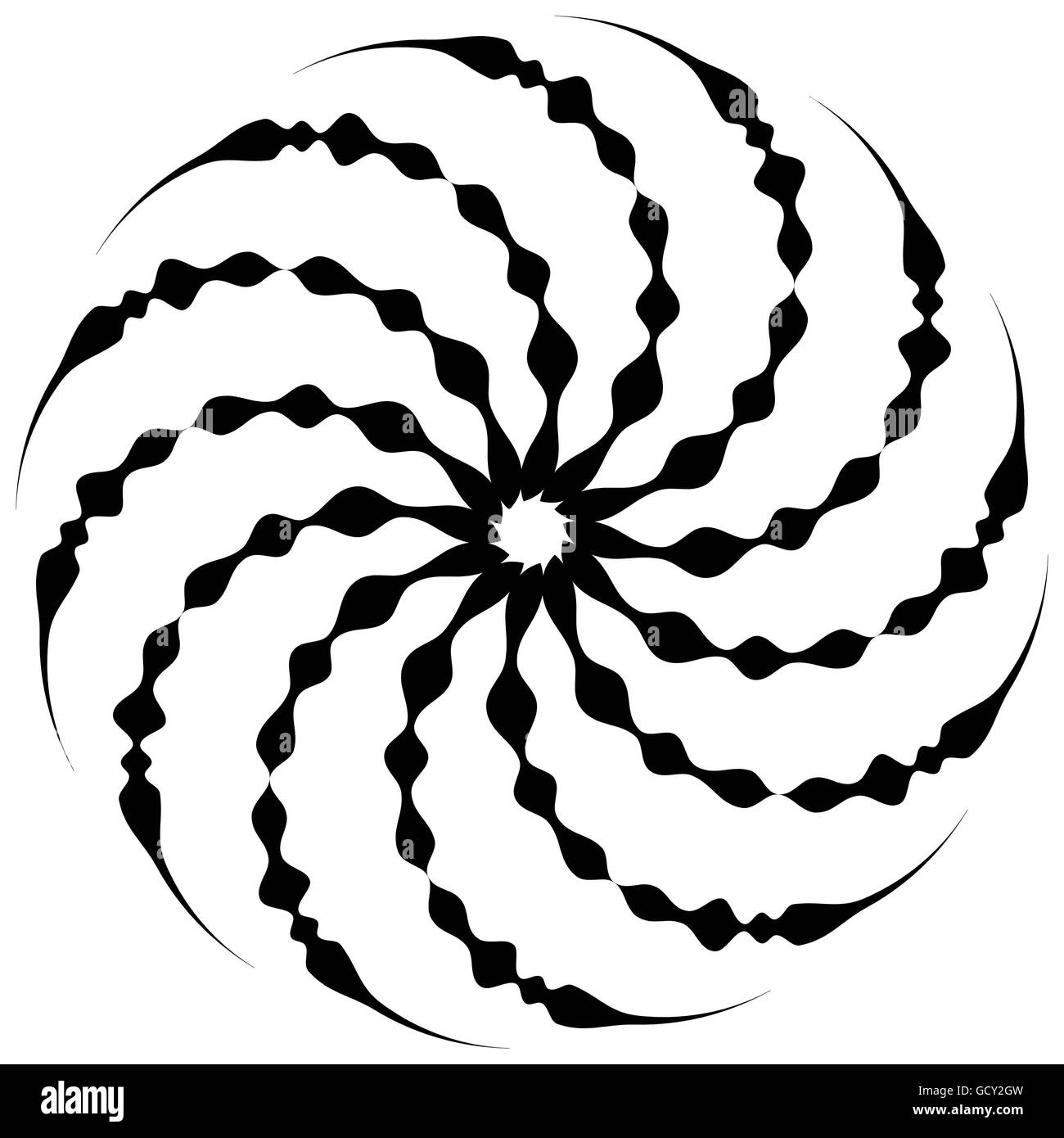 Spiral shape on white. Curved lines rotating from a centric point