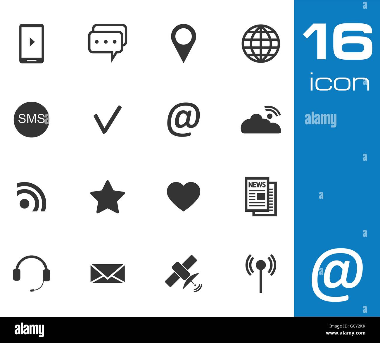 Vector black Communication icons set Stock Vector Image & Art - Alamy