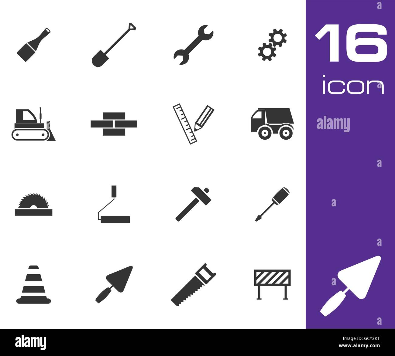 Vector black construction icons set Stock Vector Image & Art - Alamy