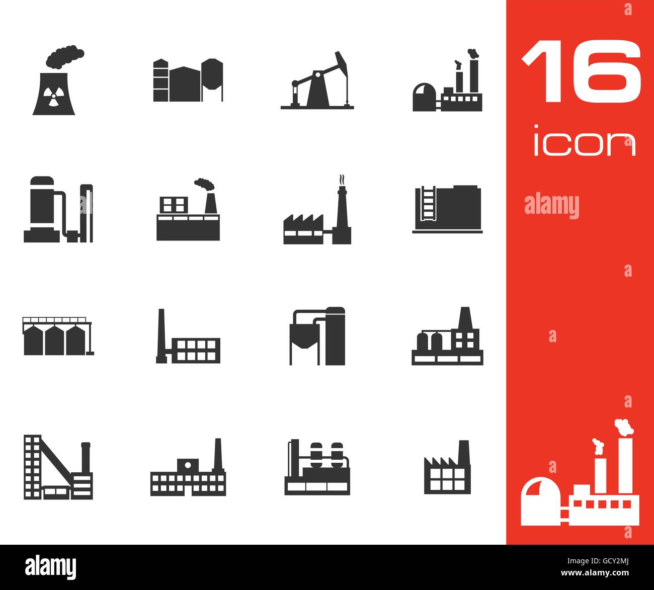 Vector black factory icons set Stock Vector Image & Art - Alamy