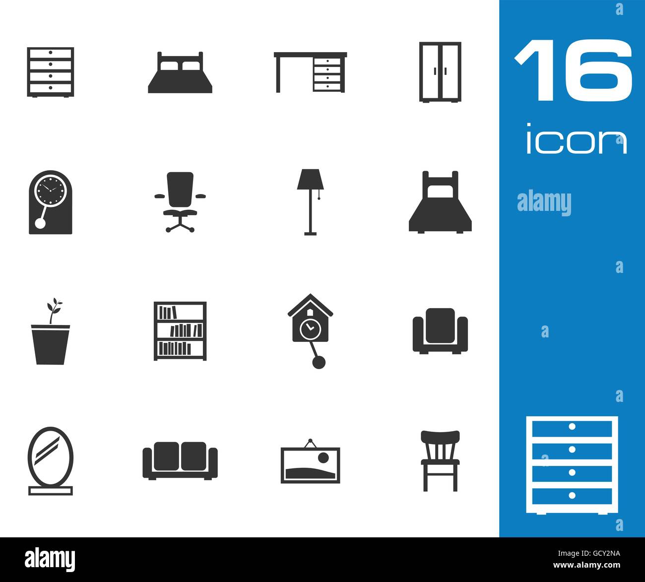 Vector black furniture icons set Stock Vector Image & Art - Alamy