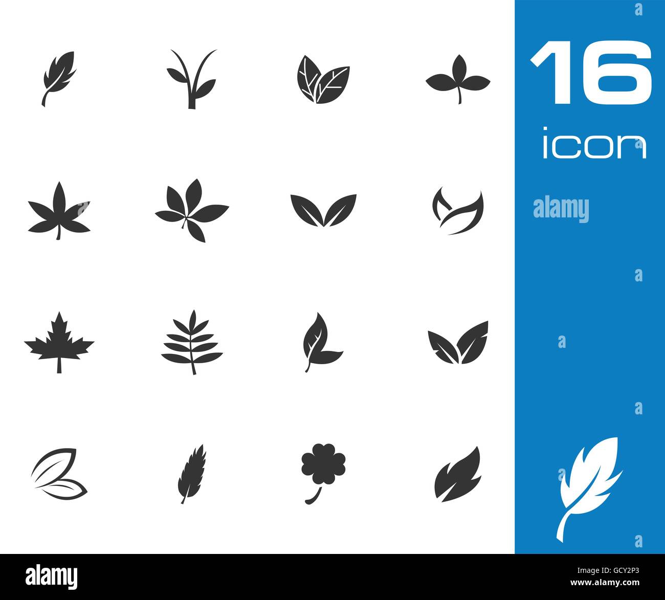 Vector black leaf icons set Stock Vector Image & Art - Alamy