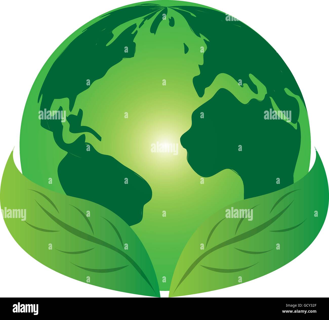 Planet world green leaves leaf icon Stock Vector Image & Art - Alamy