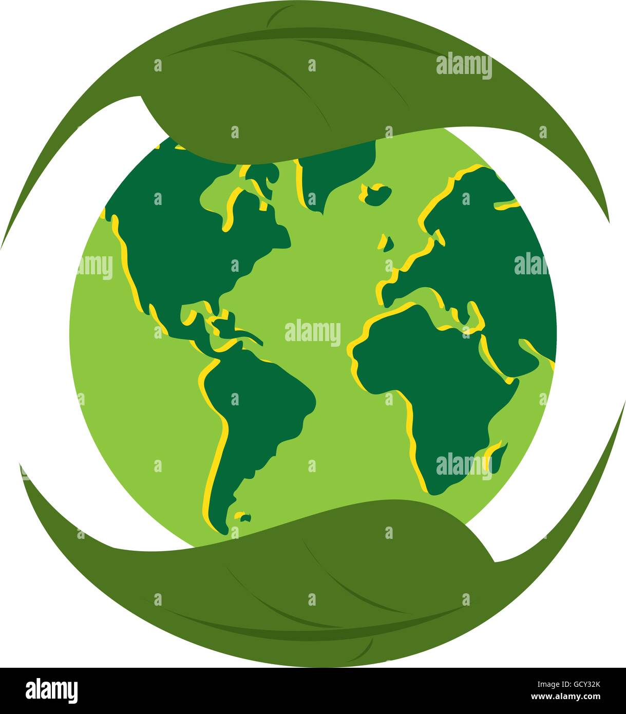 Planet world green leaves leaf icon Stock Vector Image & Art - Alamy