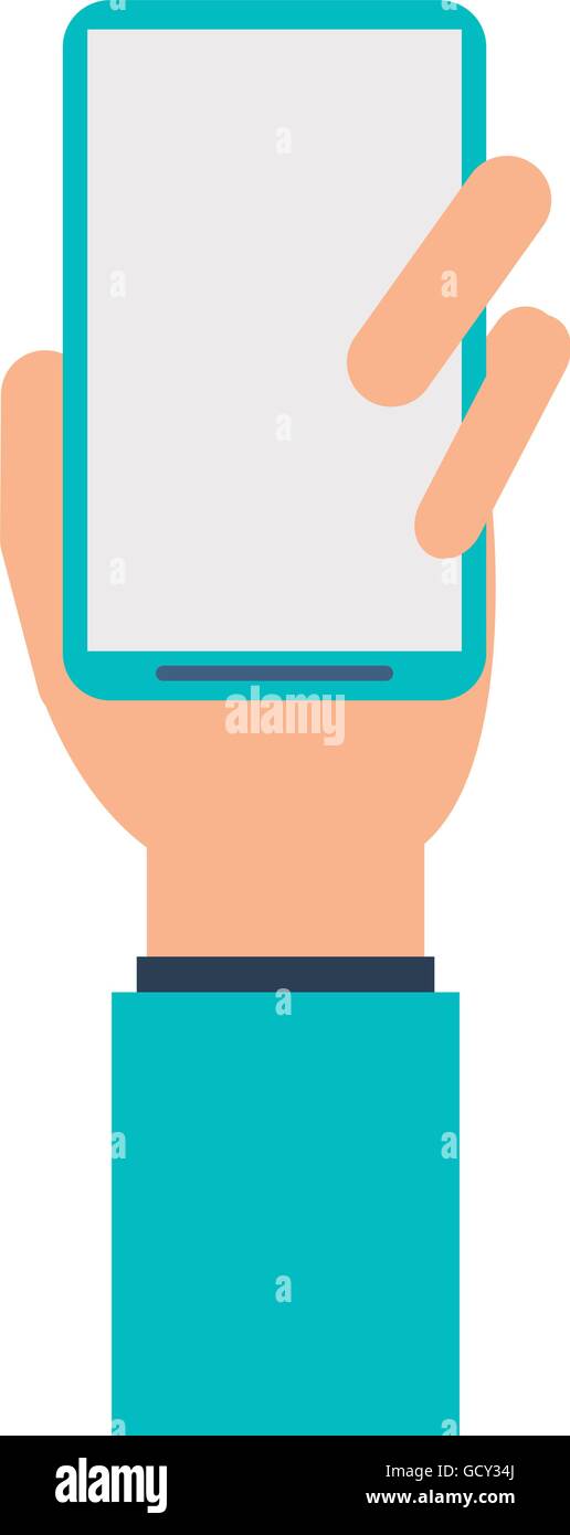 Hand holding mobile phone close up Stock Vector Images - Alamy
