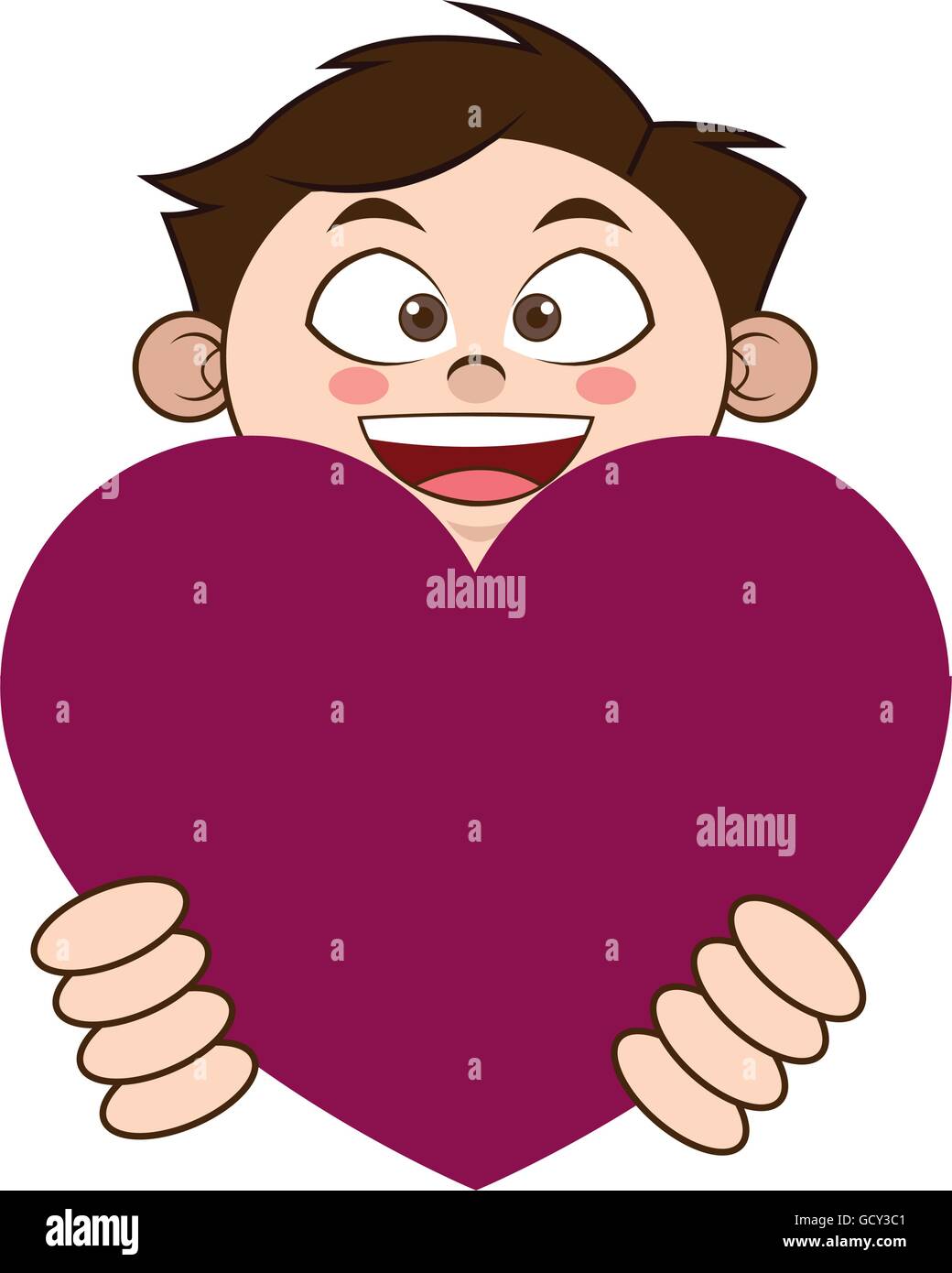 young boy holding cartoon heart icon Stock Vector Image & Art - Alamy