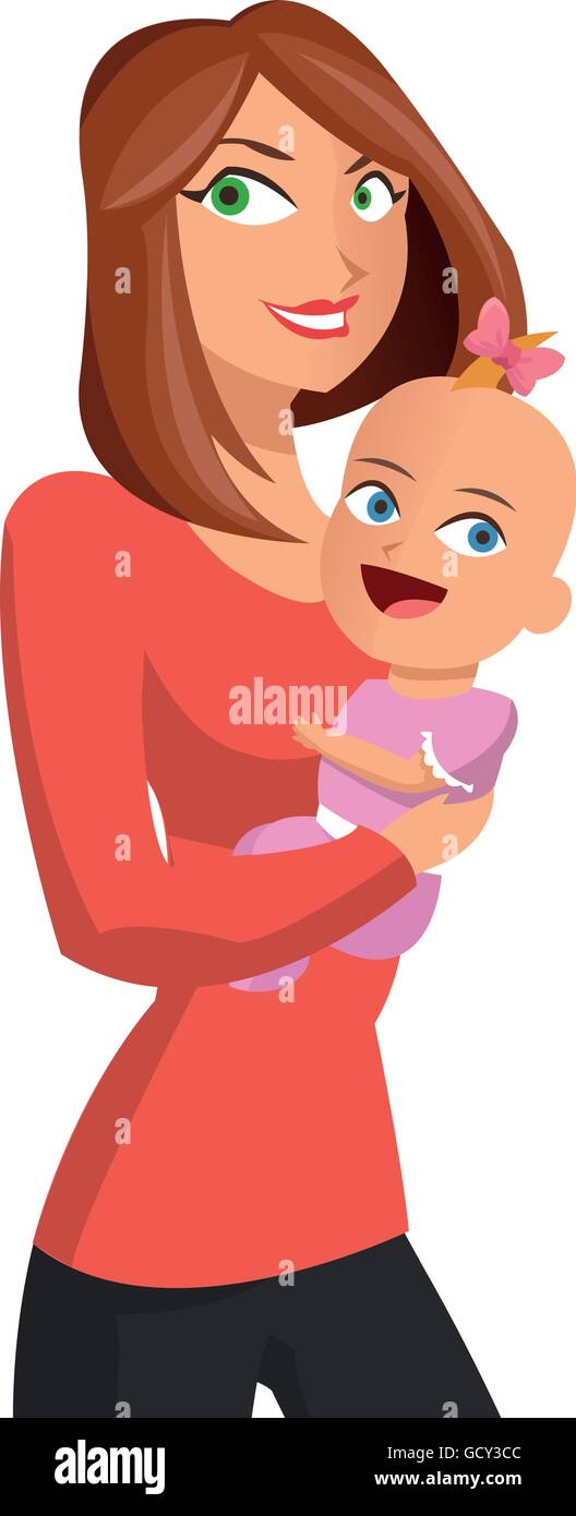 Mother holding cute newborn Stock Vector Images - Alamy