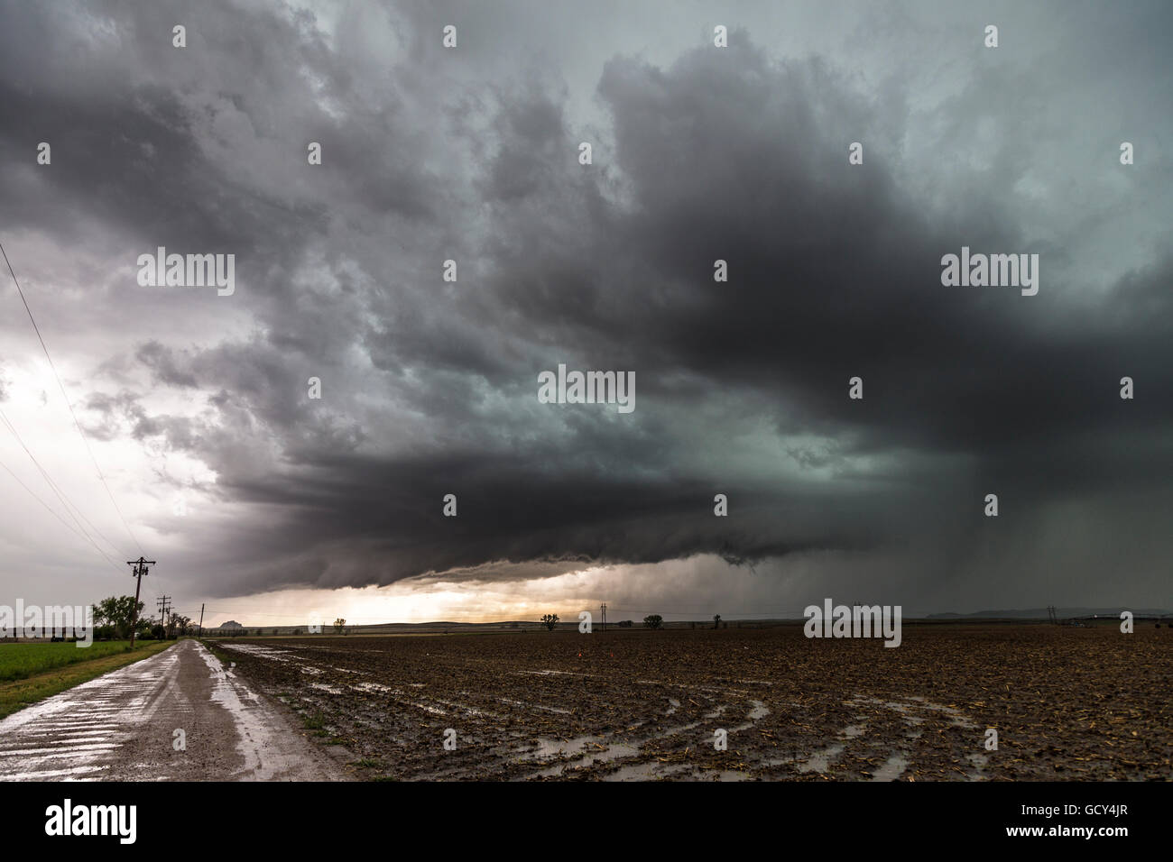 A supercell thunderstorm near Bridgeport, Nebraska, May 15, 2015. Stock Photo
