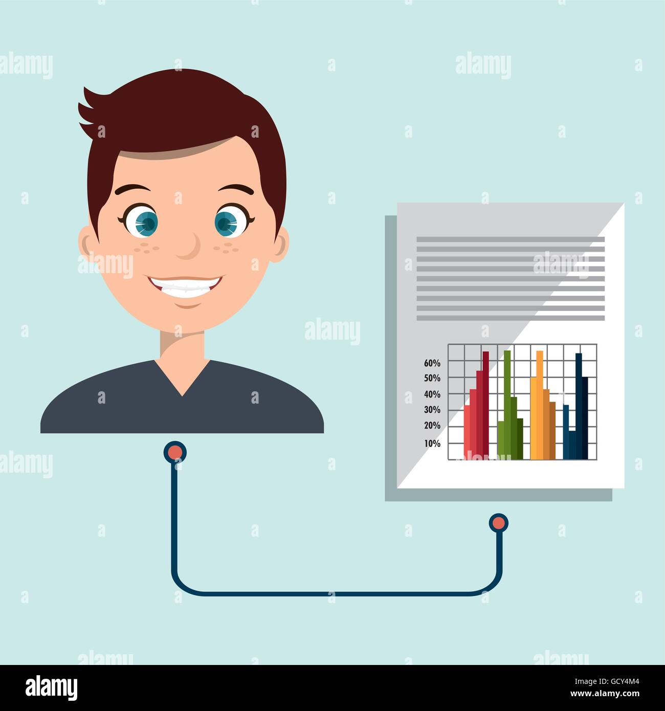 Young man drawing graph on Stock Vector Images - Alamy