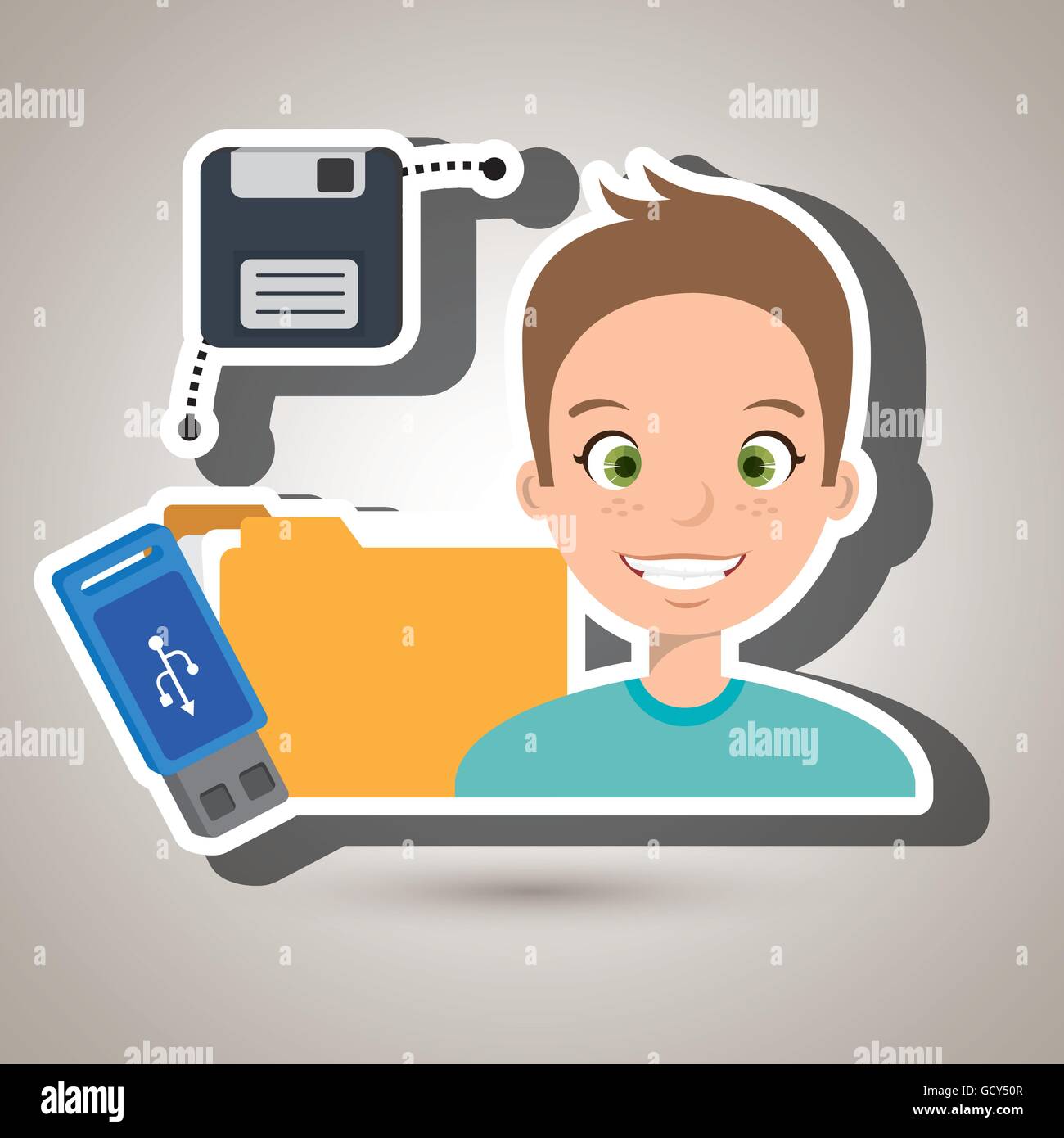 people with drive and usb isolated icon design Stock Vector Image & Art ...