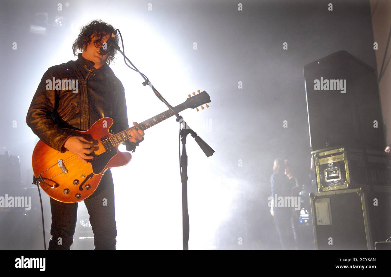 Peter Hayes of the Black Rebel Motorcycle Club performs at Brixton Academy in London. Stock Photo