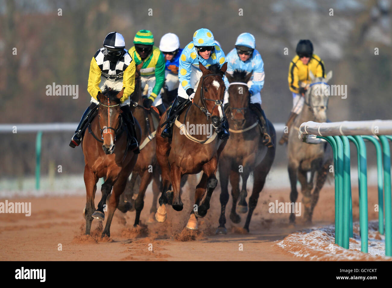 Action from the Bigger Wins With SP+ At totesport.com Standard Open NH Flat Race Stock Photo