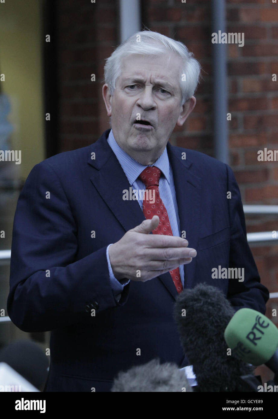Interim chairman Padraic White from Northern Ireland Water (NIW), speaks to the media outside the company's headquarters in North Belfast following a special board meeting to say the priority was to fix the leaks that have crippled the supply system. Stock Photo
