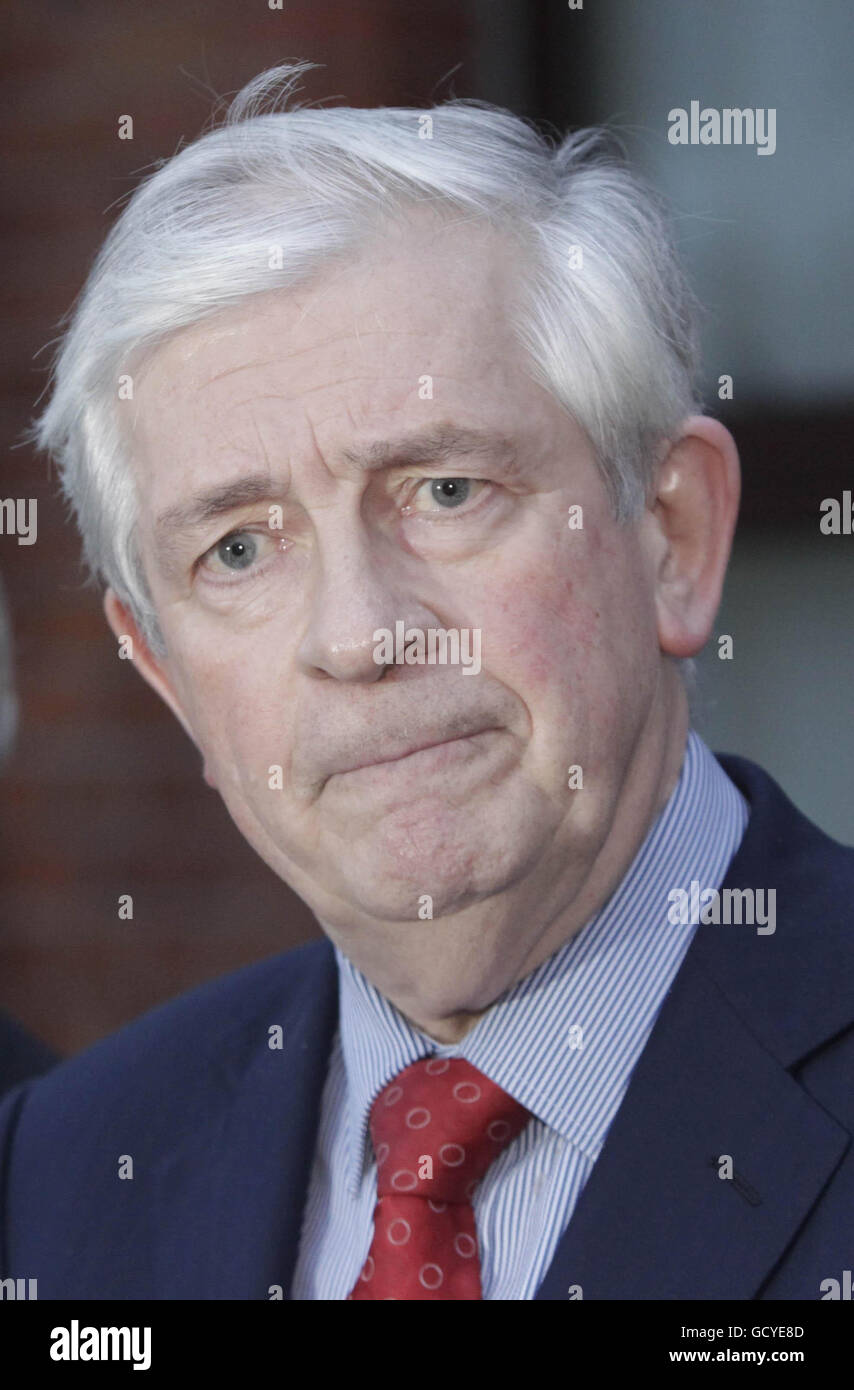 Interim chairman Padraic White from Northern Ireland Water (NIW), speaks to the media outside the company's headquarters in North Belfast following a special board meeting to say the priority was to fix the leaks that have crippled the supply system. Stock Photo