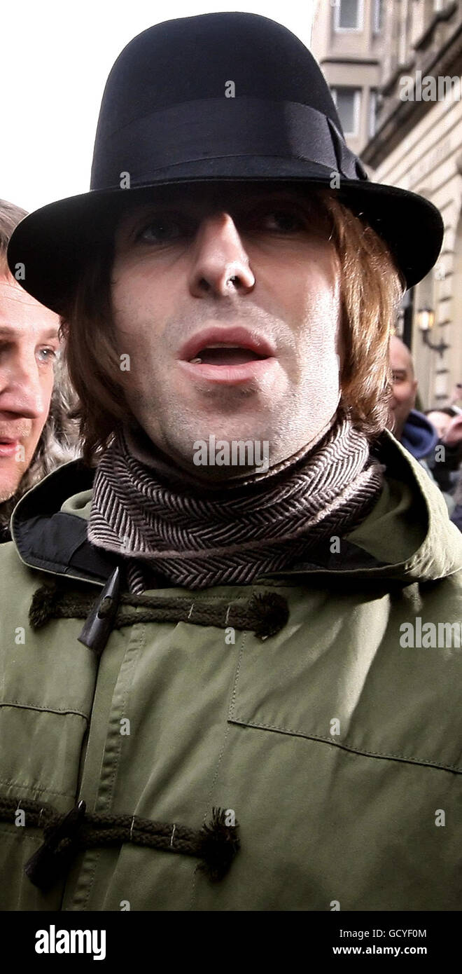 Former Oasis frontman Liam Gallagher arrives at the opening of his Pretty Green store in Glasgow. Stock Photo
