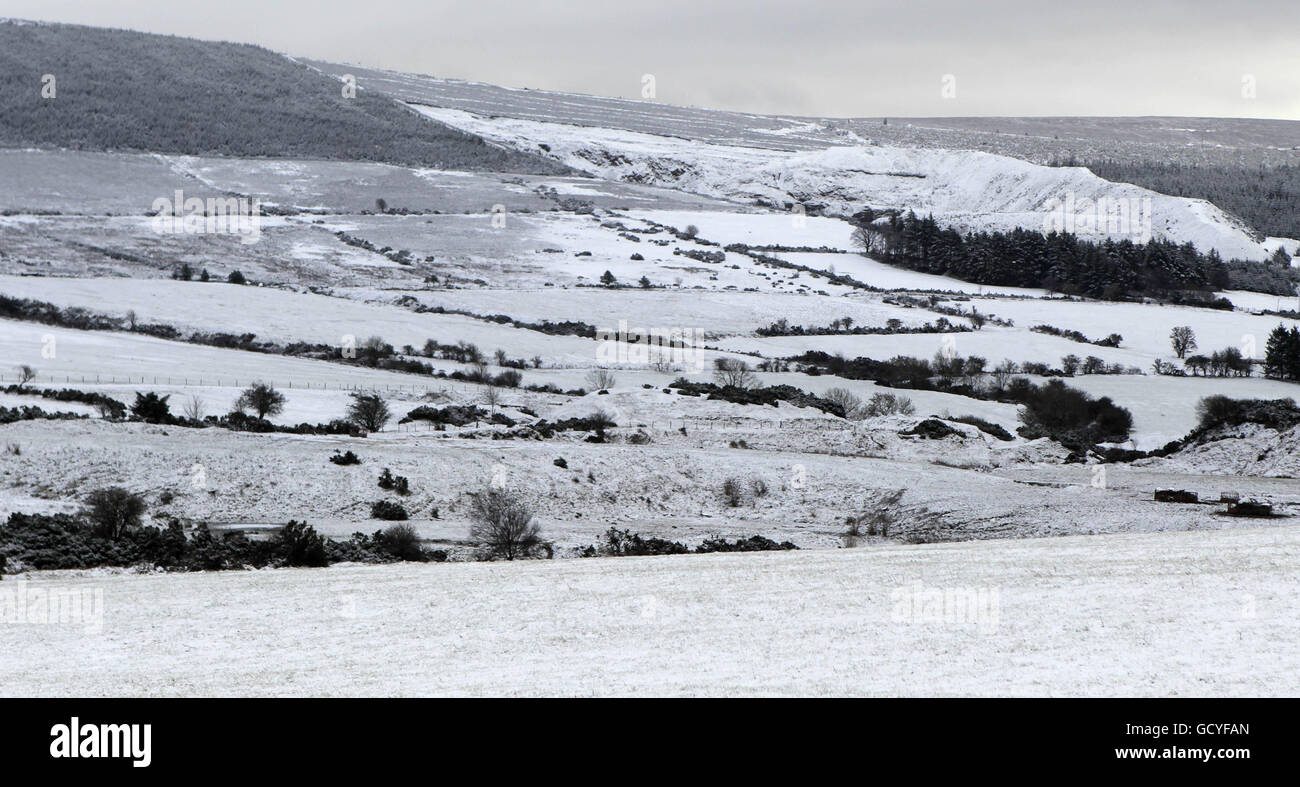 Snow covered mountains in Dublin after more bad weather hit the UK and Ireland overnight. Stock Photo