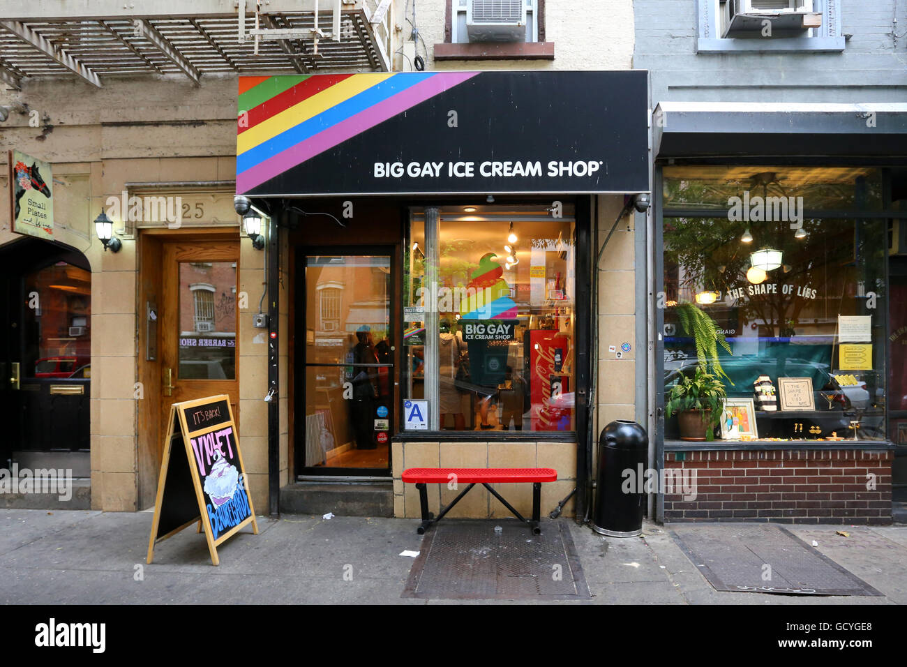 [historical storefront] Big Gay Ice Cream Shop, 125 East 7th St, New York, NY. exterior storefront of an ice cream shop in the East Village Stock Photo