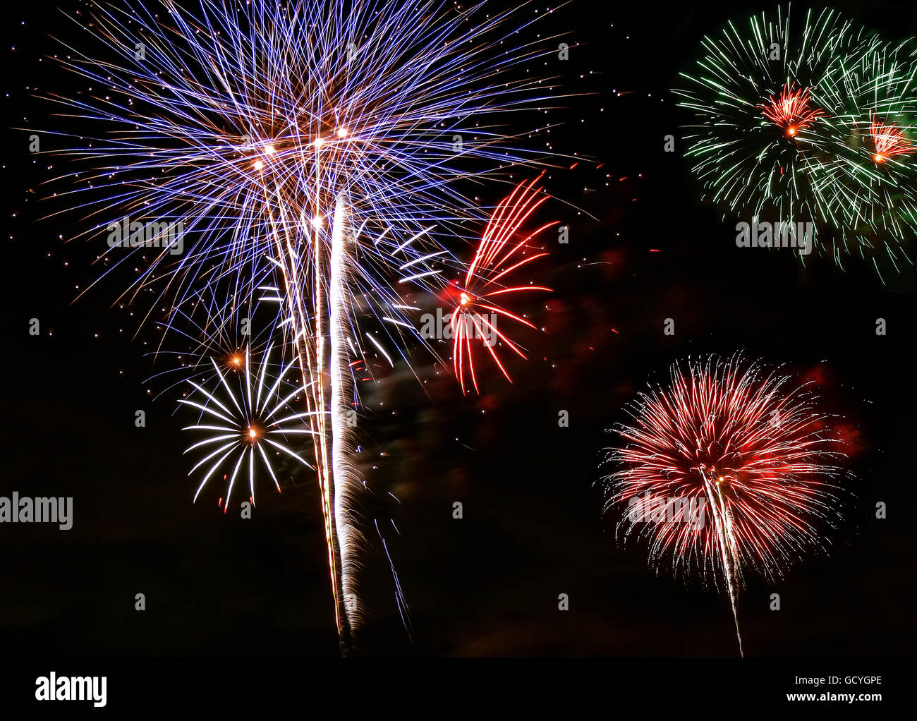 Fourth of July Fireworks. Miami. USA Stock Photo