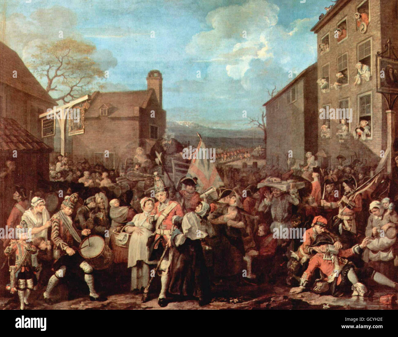 0728-305 Paul Hogarth 「March」 Finchley hogarth march of the guards to finchley hi-res stock