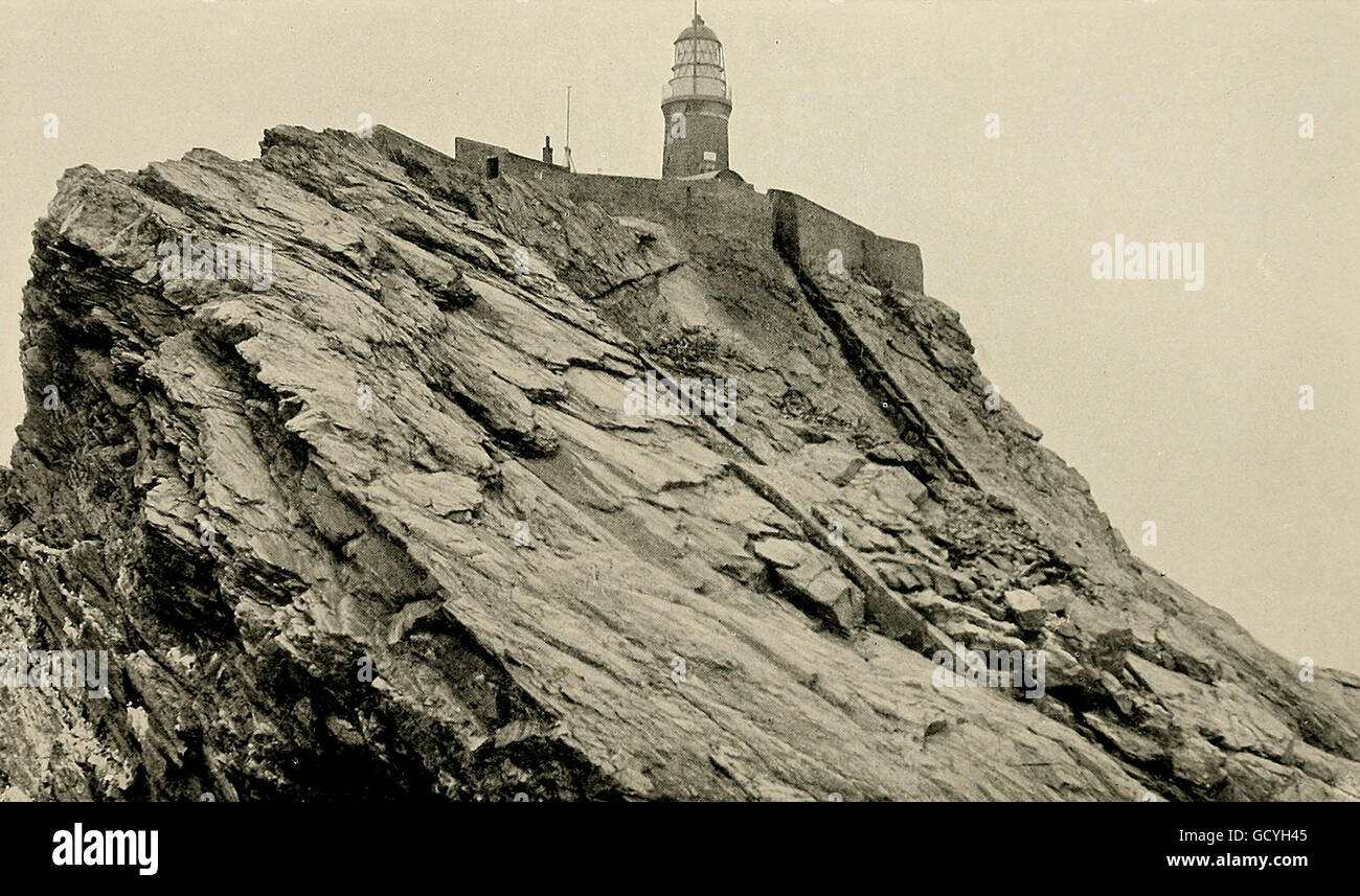 The North Unst, Britain's most northerly Light, circa 1900. Later renamed Muckle Flugga lighthouse. Stock Photo