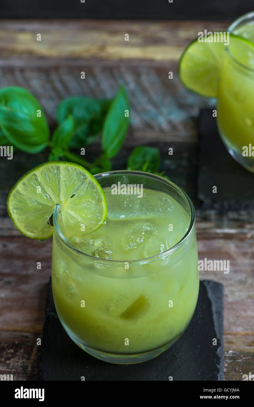 Iced green tea cocktail with tequila and lemon Stock Photo Alamy