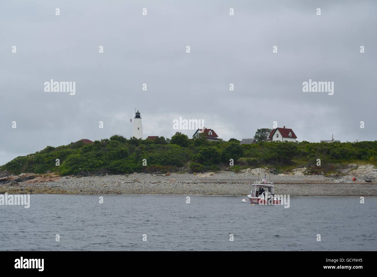 Bakers Island Light Station on the outskirts of Salem, Massachusetts