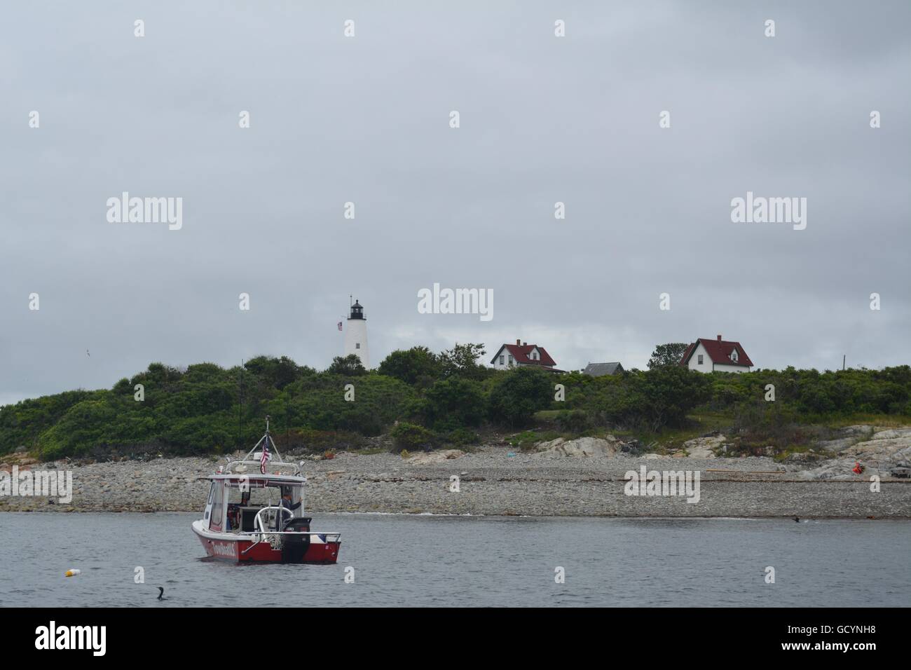 Bakers Island Light Station on the outskirts of Salem, Massachusetts