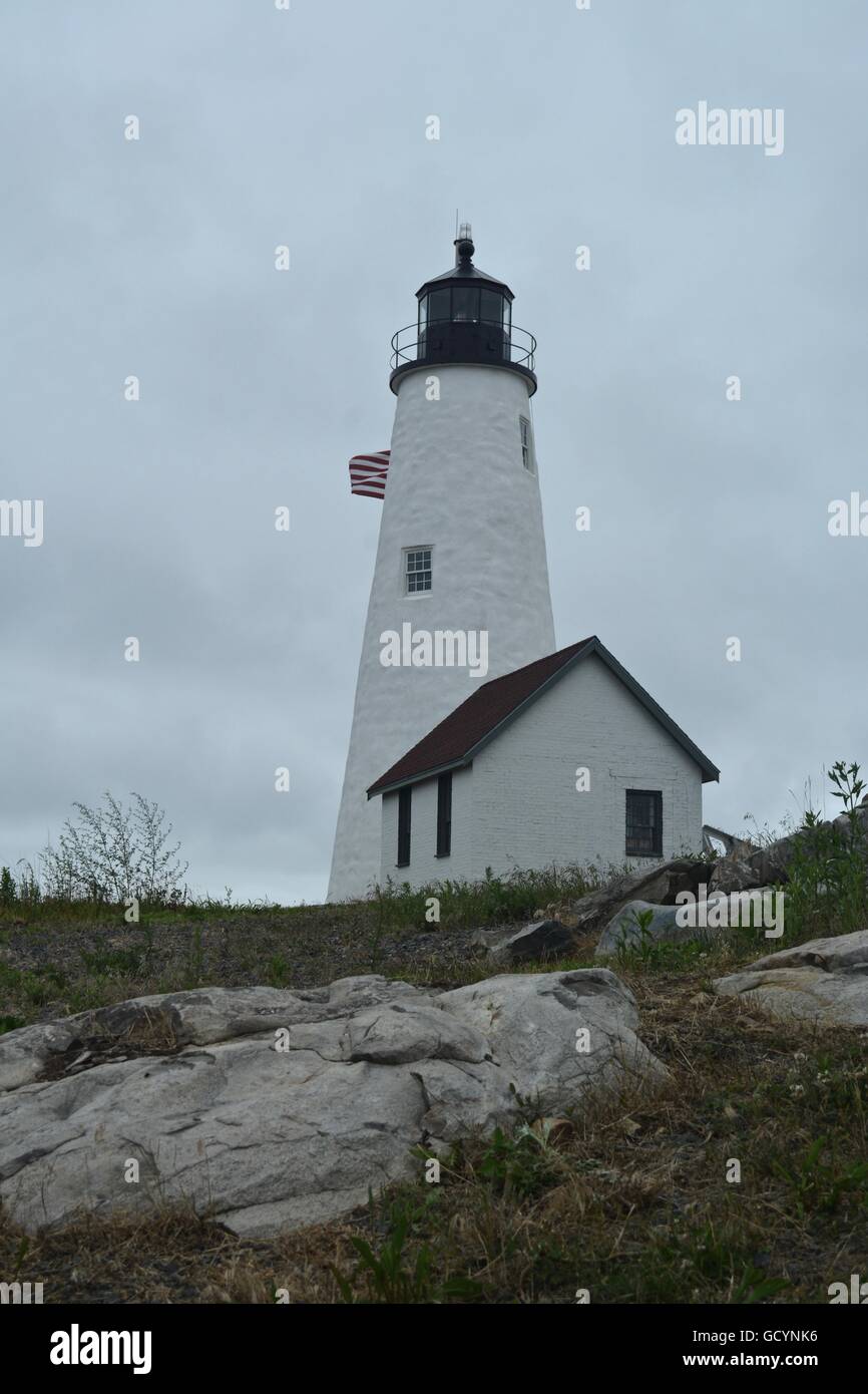 Bakers Island Light Station on the outskirts of Salem, Massachusetts