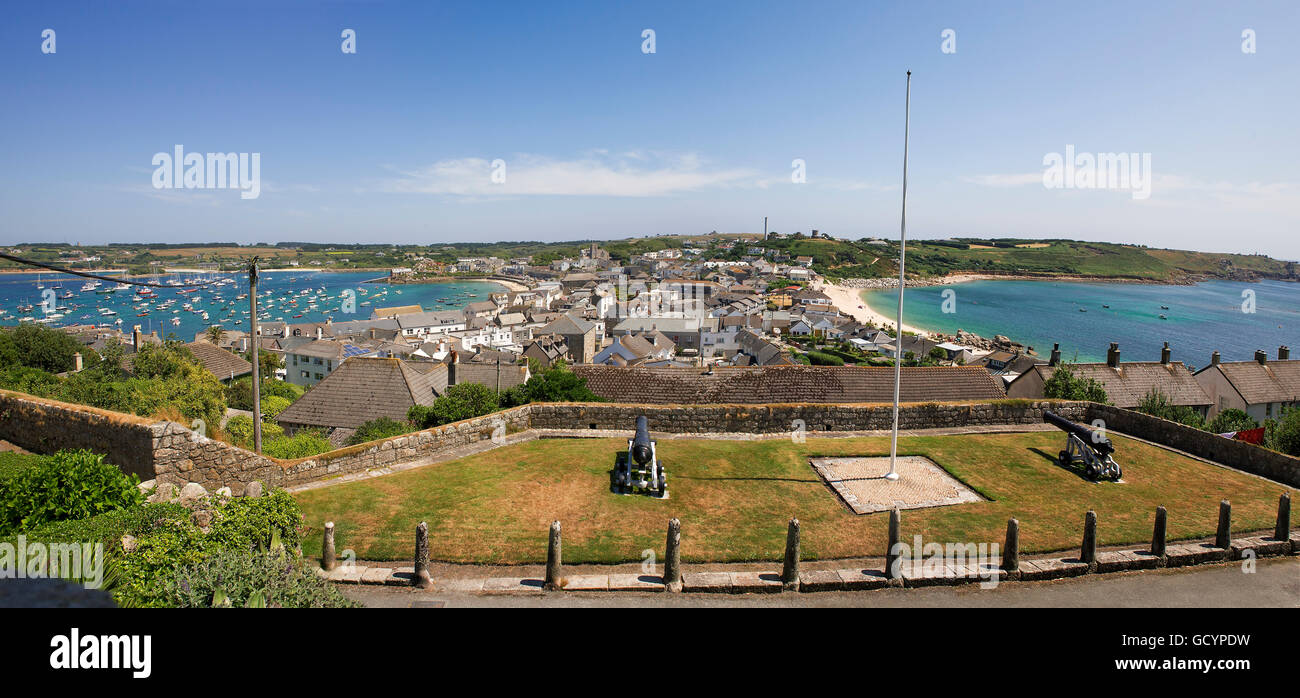 Panorama Hugh Town, St. Mary's Pool and Porthcressa from Hugh House
