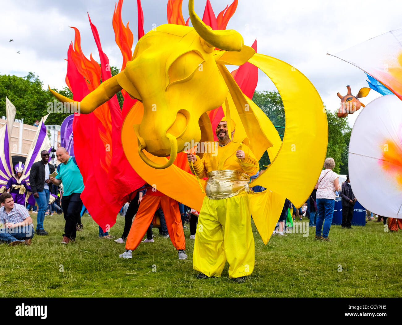 Carnival style entertainment in Hyde Park London UK Stock Photo