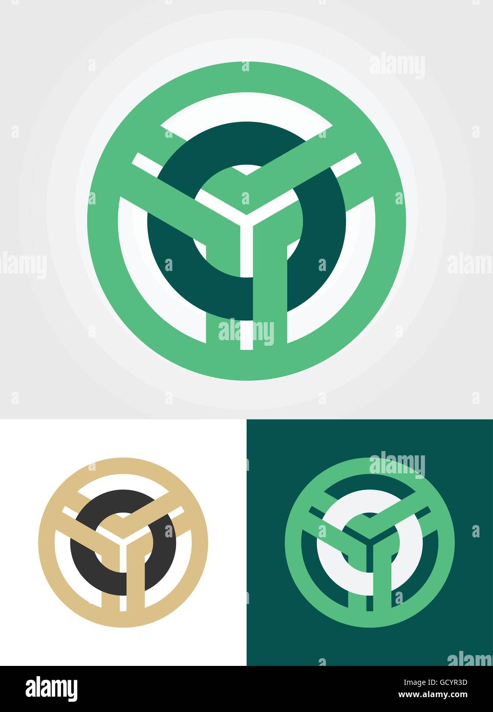 abstract overlaped circled emblem vector logo illustration Stock Vector