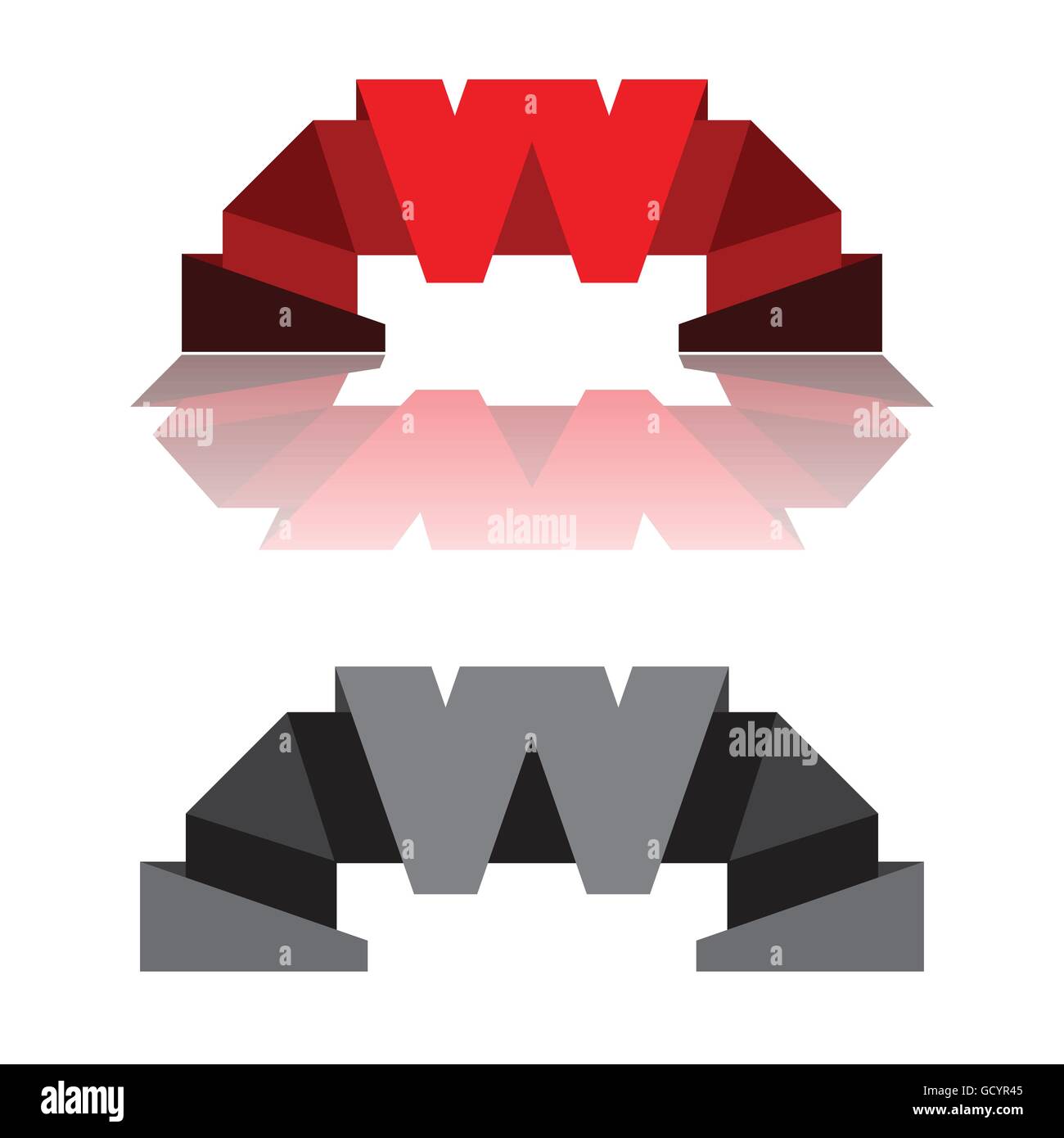 Letter W stylized company logo emblem original vector design Stock Vector