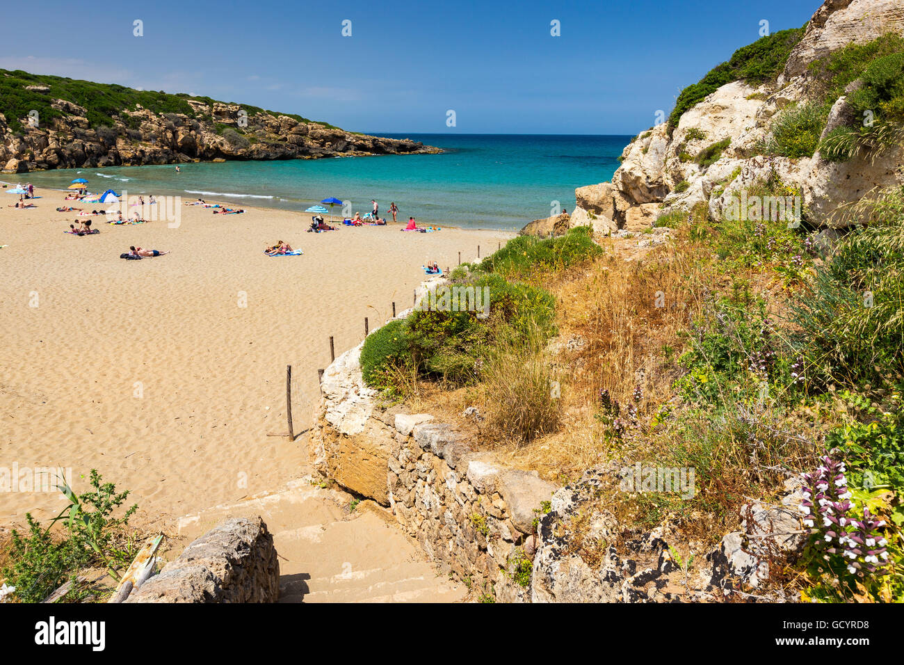 Calamosche beach. The Vendicari Nature Reserve. Sicily. Stock Photo