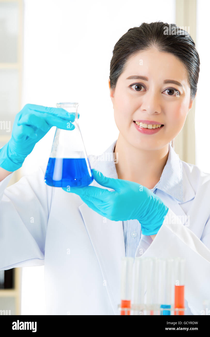 female Chemist Braving new medical frontiers in laboratory Stock Photo