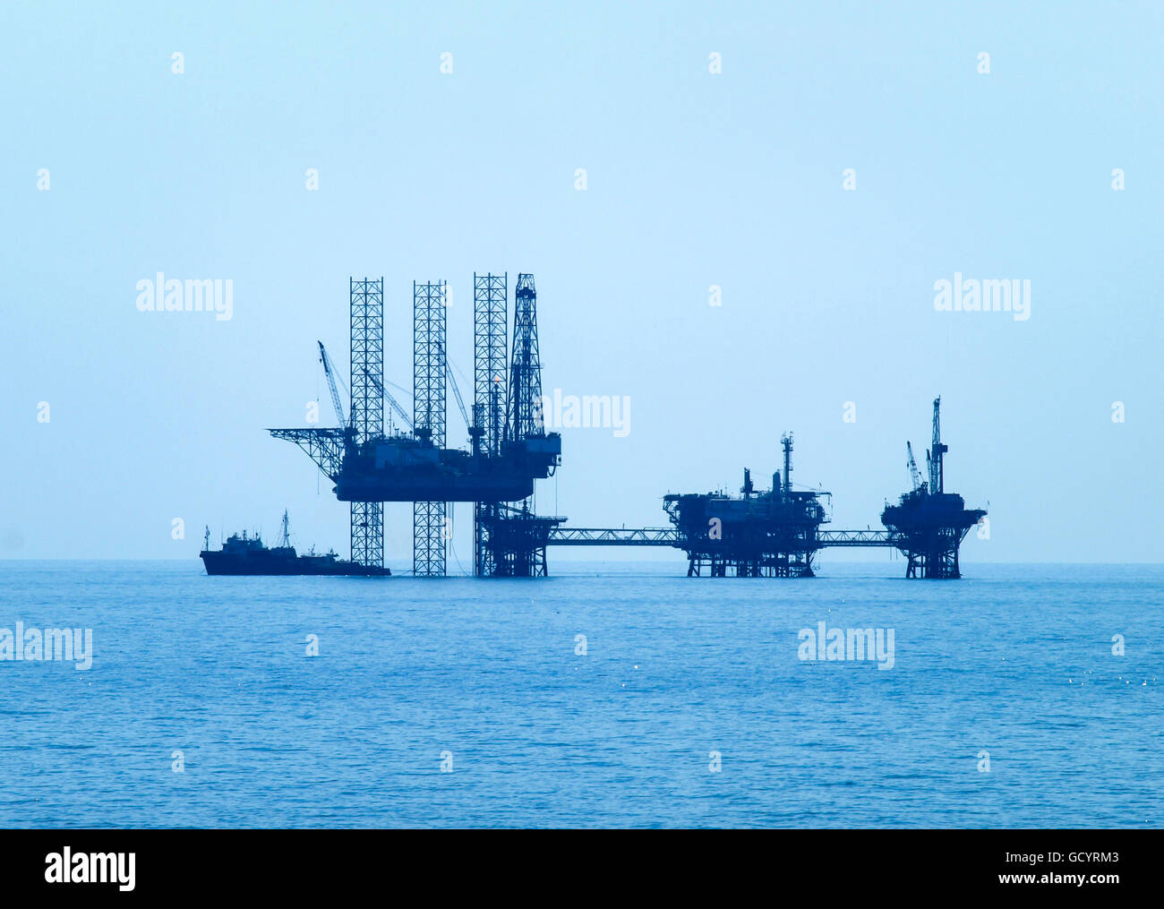 Oil platform in the Aegean Sea Stock Photo