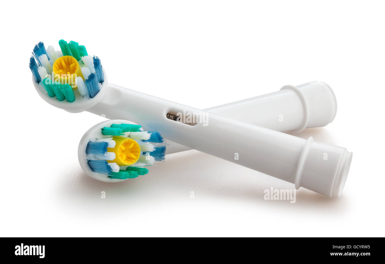 electric toothbrush heads isolated Stock Photo