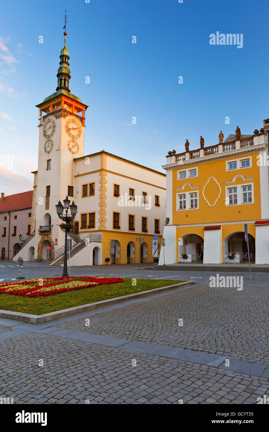 Town hall in the main square of Kromeriz city in Moravia, Czech