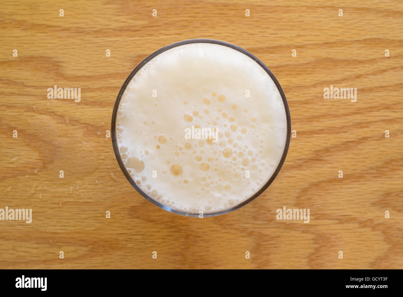 Beer Glass as seen from Above Stock Photo