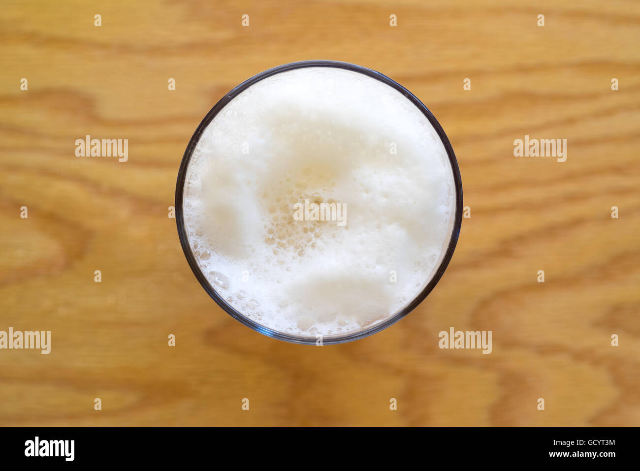 Beer Glass as seen from Above Stock Photo