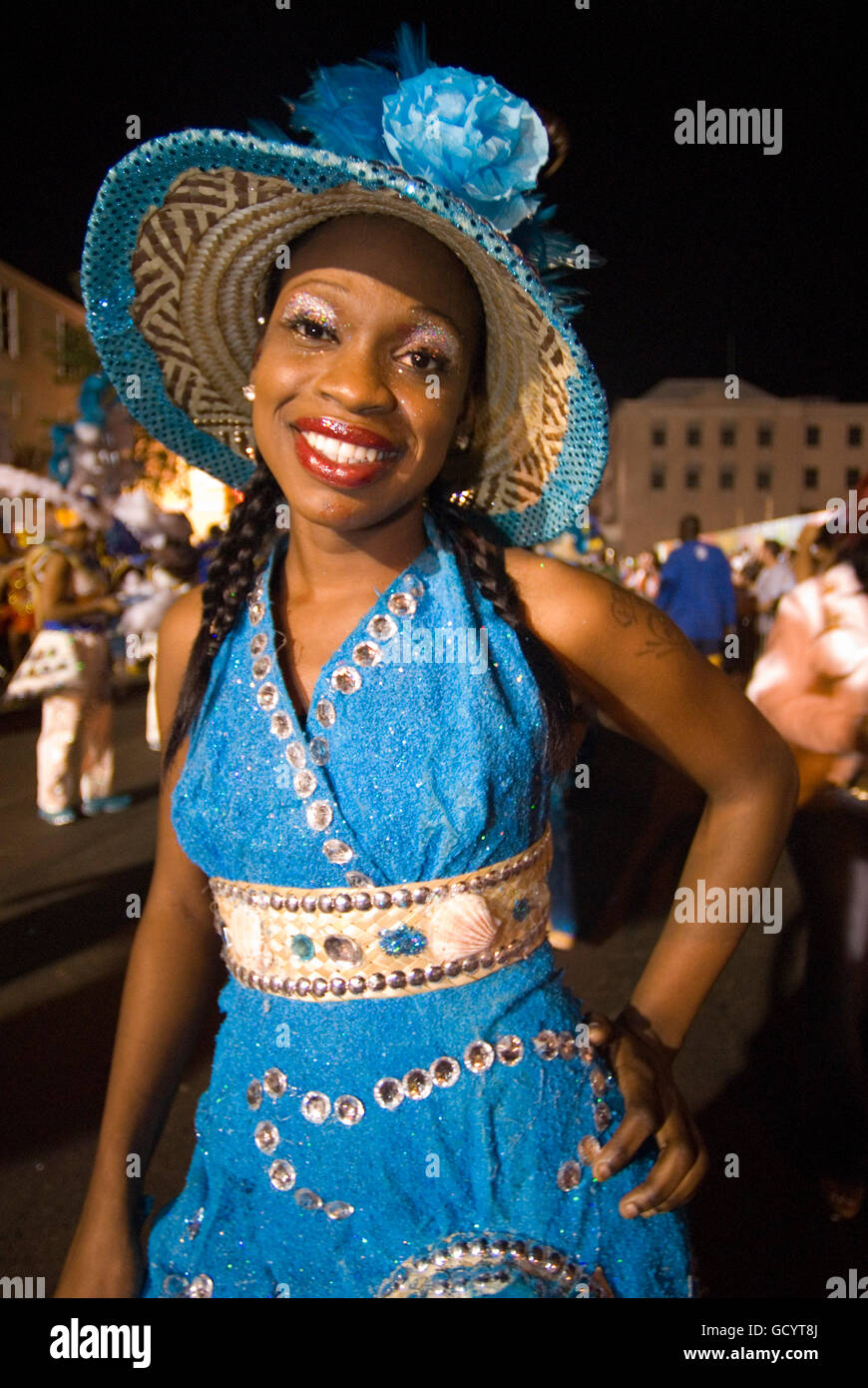 Carnaval del Junkanoo. Bay Street, Nassau, New Providence Island, Bahamas, Caribbean. New Year's Day Parade. Boxing Day. Costume Stock Photo