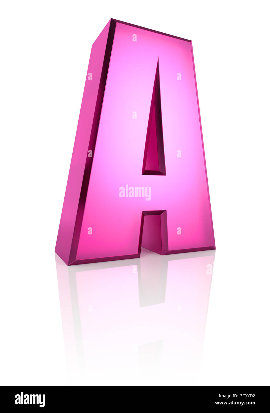 Pink letter A isolated on white background. 3d rendering Stock Photo