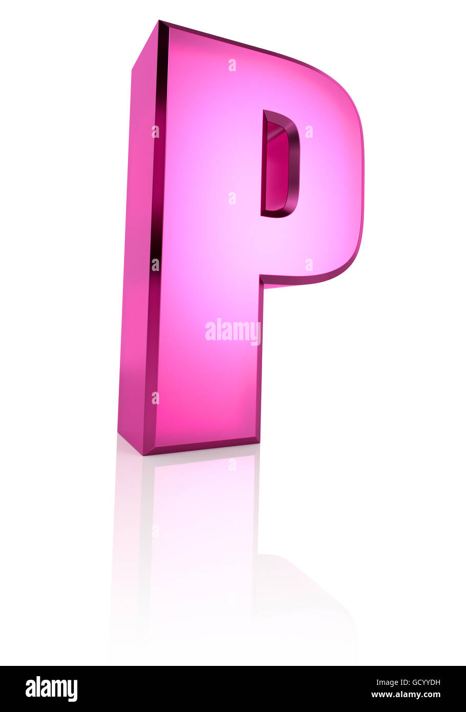 Pink letter P isolated on white background. 3d rendering Stock Photo